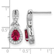Cheryl M Sterling Silver Rhodium-plated Brilliant-cut Lab Created Ruby and Brilliant-cut White CZ Teardrop Post Dangle Earrings - Birthstone Company