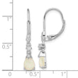 Cheryl M Sterling Silver Rhodium-plated Cabochon Lab Created Opal and Brilliant-cut CZ Dangle Leverback Earrings