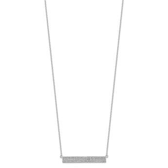 Cheryl M Sterling Silver Rhodium-plated Brilliant-cut CZ Bar 17.5 Inch Necklace with 1.5 Inch Extender