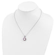 Cheryl M Sterling Silver Rhodium-plated Cabochon Lab Created Opal and Brilliant-cut Red Nano Crystal Flower 18 Inch Necklace
