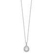 Cheryl M Sterling Silver Rhodium-plated Brilliant-cut Pear Shaped CZ Double Halo 18 Inch Necklace with 2 Inch extender