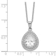 Cheryl M Sterling Silver Rhodium-plated Brilliant-cut Pear Shaped CZ Double Halo 18 Inch Necklace with 2 Inch extender