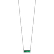Cheryl M Sterling Silver Rhodium-plated Emerald-cut Green Nano Crystal and Brilliant-cut White CZ Bar 18 Inch Necklace