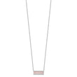 Cheryl M Sterling Silver Rhodium-plated Emerald-cut Pink Nano Crystal and White Brilliant-cut CZ Bar 18 Inch Necklace