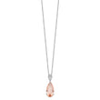 Cheryl M Sterling Silver Rhodium-plated Brilliant-cut Simulated Morganite and White Brilliant-cut CZ Teardrop 18 Inch Necklace