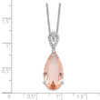 Cheryl M Sterling Silver Rhodium-plated Brilliant-cut Simulated Morganite and White Brilliant-cut CZ Teardrop 18 Inch Necklace