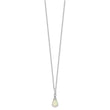 Cheryl M Sterling Silver Rhodium-plated Cabochon Lab Created Opal and Brilliant-cut CZ Teardrop 18 Inch Necklace