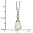 Cheryl M Sterling Silver Rhodium-plated Cabochon Lab Created Opal and Brilliant-cut CZ Teardrop 18 Inch Necklace