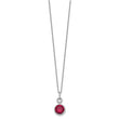 Cheryl M Sterling Silver Rhodium-plated Brilliant-cut Lab Created Ruby and Brilliant-cut White CZ Round Halo 18 Inch Necklace