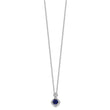 Cheryl M Sterling Silver Rhodium-plated Cushion-cut Blue Glass and Brilliant-cut White CZ 18 Inch Necklace