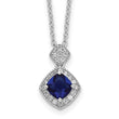 Cheryl M Sterling Silver Rhodium-plated Cushion-cut Blue Glass and Brilliant-cut White CZ 18 Inch Necklace