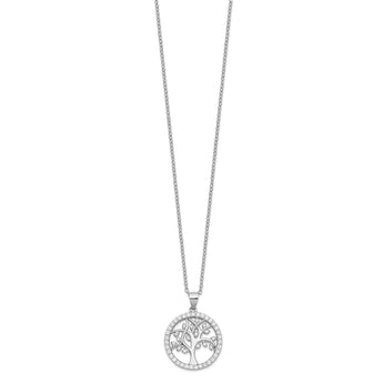 Cheryl M Sterling Silver Rhodium-plated Brilliant-cut CZ Tree Of Life 18 Inch Necklace