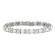Cheryl M Sterling Silver Rhodium-plated Fancy X and O Cabochon Lab Created Opal and Brilliant-cut CZ 7.25 Inch Bracelet