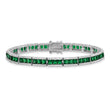 Cheryl M Sterling Silver Rhodium-plated Princess-cut Green Nano Crystal and Brilliant-cut White CZ 7.25 Inch Bracelet