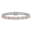 Cheryl M Sterling Silver Rhodium-plated Princess-cut Pink Nano Crystal and White Brilliant-cut CZ 7.25 Inch Bracelet