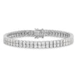 Cheryl M Sterling Silver Rhodium-plated Brilliant-cut CZ Two Row 7.5 Inch Tennis Bracelet