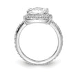Cheryl M Sterling Silver Rhodium-plated Rose-cut and Brilliant-cut CZ Square Halo Ring