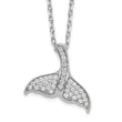 Cheryl M Sterling Silver Rhodium-plated Brilliant-cut CZ Whale Tail 16 Inch Necklace with 2 Inch Extender
