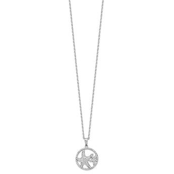 Cheryl M Sterling Silver Rhodium-plated Brilliant-cut Starfish Circle 16 Inch Necklace with 2 Inch Extender