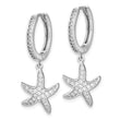 Cheryl M Sterling Silver Rhodium-plated Brilliant-cut CZ Starfish Hoop Dangle Earrings