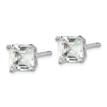 Cheryl M Sterling Silver Rhodium-plated Asscher-cut 5mm CZ Square Post Stud Earrings