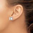 Cheryl M Sterling Silver Rhodium-plated Asscher-cut 5mm CZ Square Post Stud Earrings