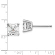 Cheryl M Sterling Silver Rhodium-plated Asscher-cut 6mm CZ Square Post Stud Earrings