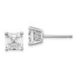 Cheryl M Sterling Silver Rhodium-plated Asscher-cut 6mm CZ Square Post Stud Earrings