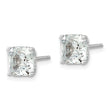 Cheryl M Sterling Silver Rhodium-plated Asscher-cut 7mm CZ Square Post Stud Earrings