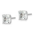 Cheryl M Sterling Silver Rhodium-plated Asscher-cut 7mm CZ Square Post Stud Earrings - Birthstone Company
