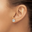 Cheryl M Sterling Silver Rhodium-plated Asscher-cut 7mm CZ Square Post Stud Earrings