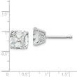 Cheryl M Sterling Silver Rhodium-plated Asscher-cut 7mm CZ Square Post Stud Earrings