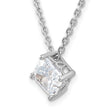 Cheryl M Sterling Silver Rhodium-plated Square Step-Cut CZ 16 Inch Necklace with 2 Inch Extender - Birthstone Company