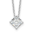 Cheryl M Sterling Silver Rhodium-plated Square Step-Cut CZ 16 Inch Necklace with 2 Inch Extender - Birthstone Company