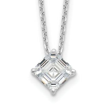 Cheryl M Sterling Silver Rhodium-plated Square Step-Cut CZ 16 Inch Necklace with 2 Inch Extender