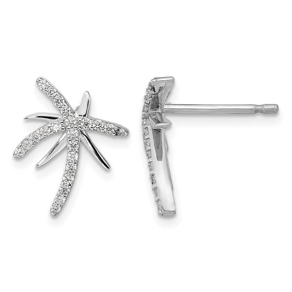 Cheryl M Sterling Silver Rhodium-plated Brilliant-cut CZ Palm Tree Post Earrings - Birthstone Company
