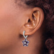 Cheryl M Sterling Silver Rhodium-plated Purple and White Brilliant-cut CZ Flower Hinged Hoop Dangle Earrings - Birthstone Company