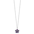 Cheryl M Sterling Silver Rhodium-plated Purple and White Brilliant-cut CZ Flower 16 Inch Necklace with 2 Inch Extender