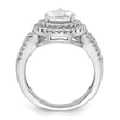 Cheryl M Sterling Silver Rhodium-plated Brilliant-cut Pear CZ Double Halo Ring