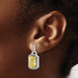 Cheryl M Sterling Silver Rhodium-plated Fancy Yellow Checkerboard-cut and White Brilliant-cut CZ Post Dangle Earrings - Birthstone Company