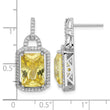 Cheryl M Sterling Silver Rhodium-plated Fancy Yellow Checkerboard-cut and White Brilliant-cut CZ Post Dangle Earrings - Birthstone Company