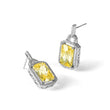 Cheryl M Sterling Silver Rhodium-plated Fancy Yellow Checkerboard-cut and White Brilliant-cut CZ Post Dangle Earrings - Birthstone Company