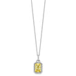 Cheryl M Sterling Silver Rhodium-plated Fancy Yellow Checkerboard-cut and White Brilliant-cut CZ 18 Inch Necklace