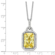 Cheryl M Sterling Silver Rhodium-plated Fancy Yellow Checkerboard-cut and White Brilliant-cut CZ 18 Inch Necklace