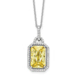 Cheryl M Sterling Silver Rhodium-plated Fancy Yellow Checkerboard-cut and White Brilliant-cut CZ 18 Inch Necklace