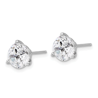 Cheryl M Sterling Silver Rhodium-plated Brilliant-cut 8mm CZ Stud Post Earrings
