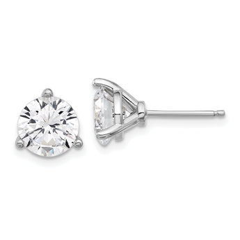 Cheryl M Sterling Silver Rhodium-plated Brilliant-cut 8mm CZ Stud Post Earrings