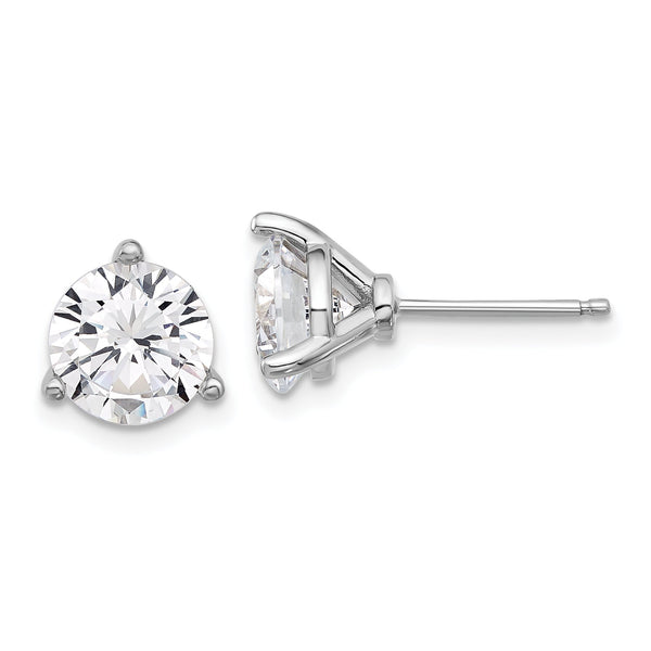 Cheryl M Sterling Silver Rhodium-plated Brilliant-cut 8mm CZ Stud Post Earrings