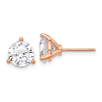 Cheryl M Sterling Silver Rose-tone Brilliant-cut 8mm CZ Stud Post Earrings