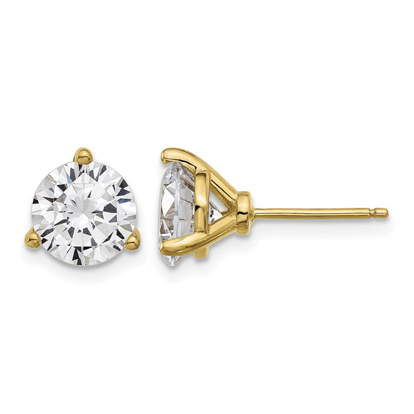 Cheryl M Sterling Silver Gold-tone Brilliant-cut 8mm CZ Stud Post Earrings - Birthstone Company